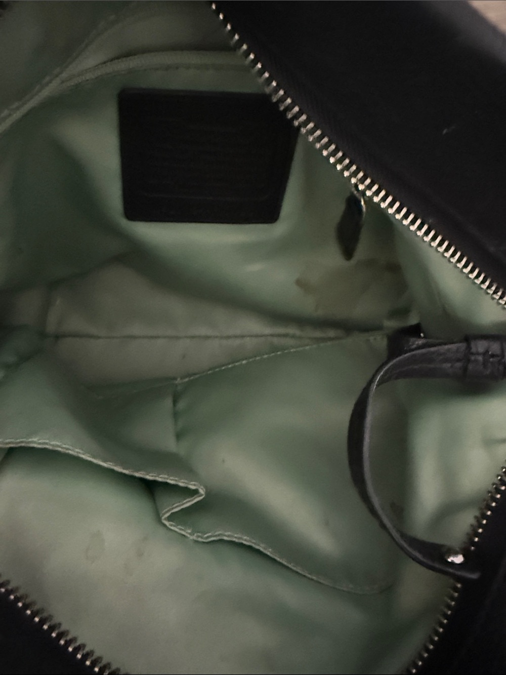 Coach Black Leather Shoulder Bag with Chain Accents - Picture 4 of 6